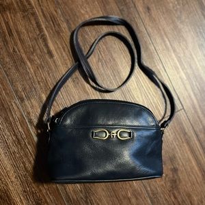 Etienne Aigner leather crossbody / shoulder bag. Dark blue.
